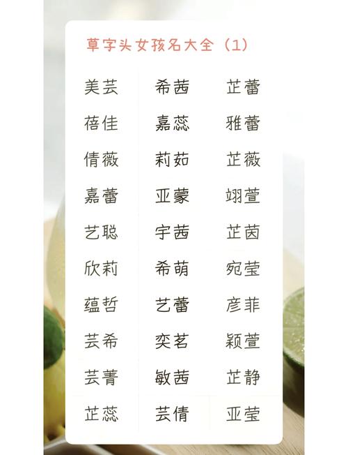 帶草字頭的字女孩取名