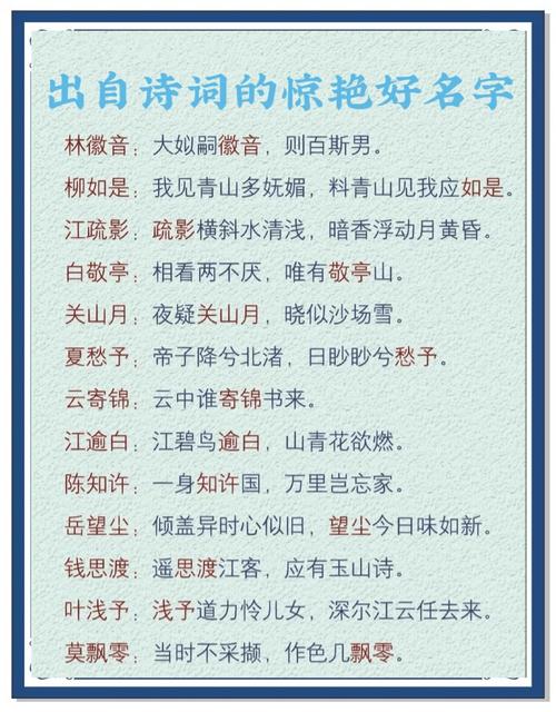 女孩子用詩詞起名推薦