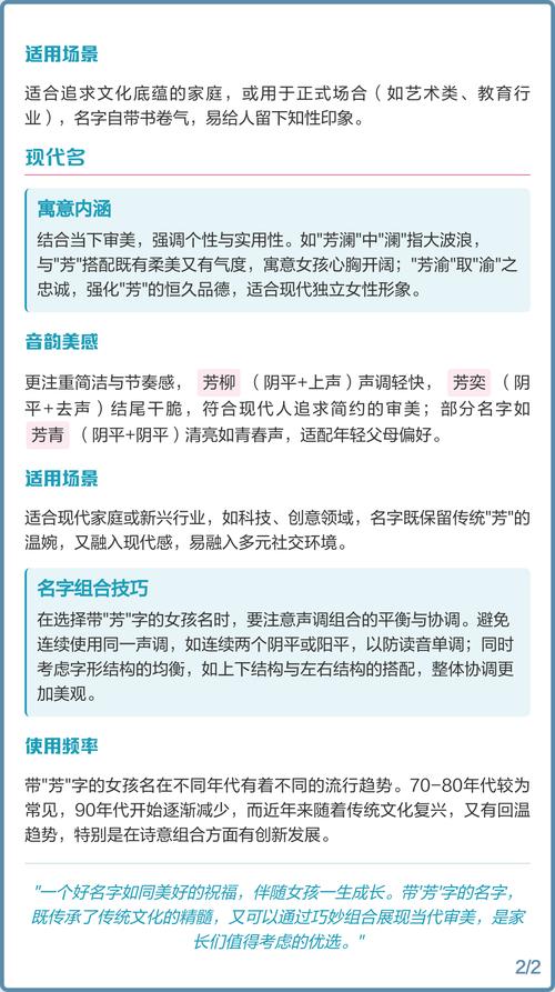 帶芳字的女孩名字大全