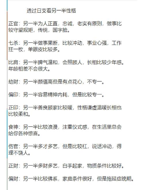 測試另一半的顏值：八字日干屬庚金、或日支為子午卯酉者