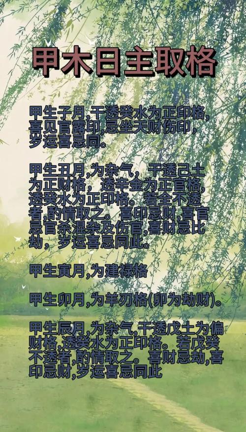 日主甲乙木生于不同月令的運勢綜述