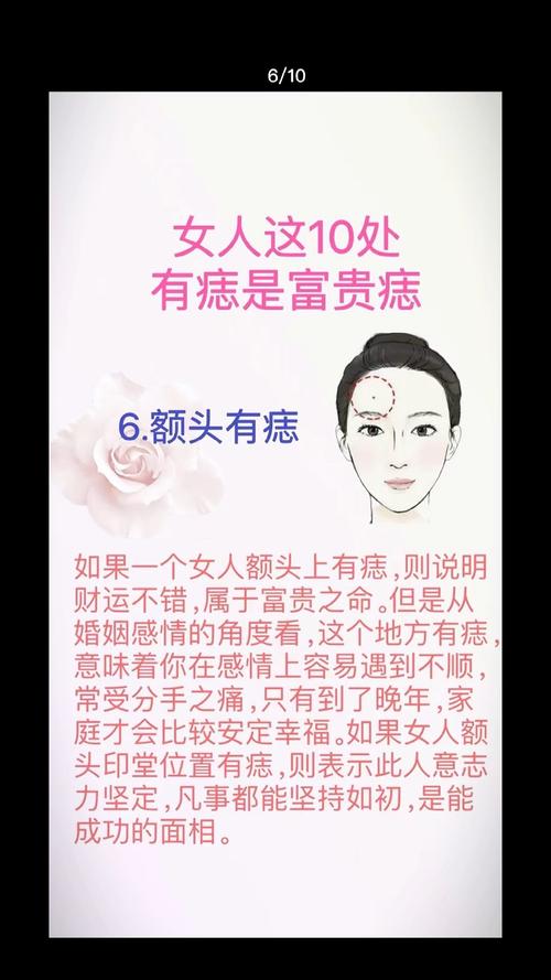 有福長命富貴痣相 額頭有痣為富貴痣