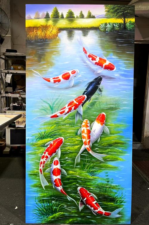 客廳掛什么畫最吉祥又招財  九魚圖有水可納財