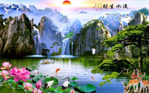 流水生財山水畫 最旺財的山水畫圖片