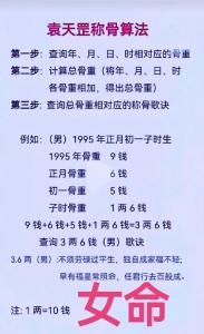 女命八字稱骨算命