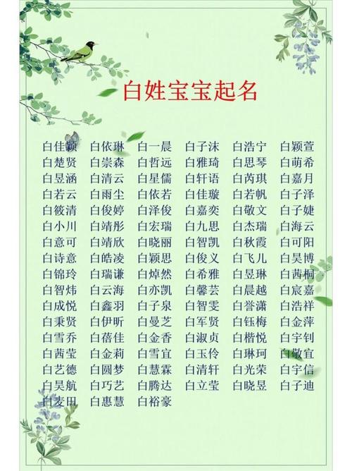 三字白姓女孩名字