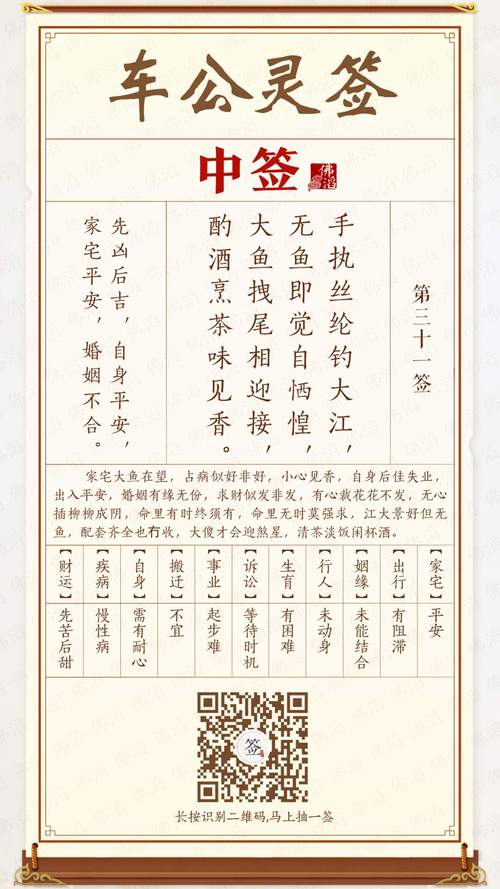 車公靈簽第三十簽：不虧積善有功人