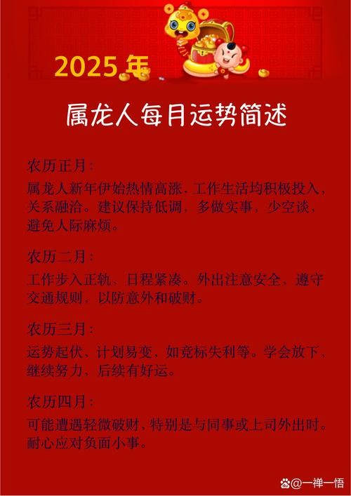 屬龍2025年運(yùn)勢(shì)及運(yùn)程每月運(yùn)程 2025屬龍全年完整運(yùn)氣