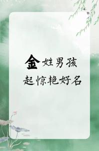 金姓男孩名字大全