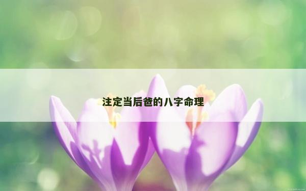 注定當后爸的八字命理
