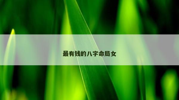 最有錢的八字命局女