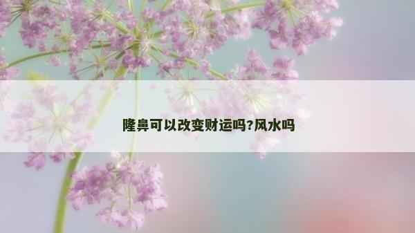 隆鼻可以改變財運嗎?風(fēng)水嗎