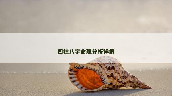四柱八字命理分析詳解