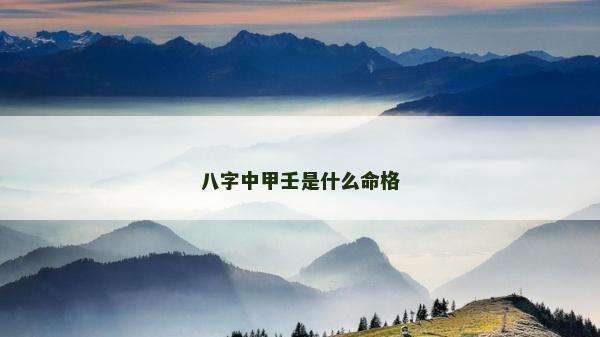 八字中甲壬是什么命格