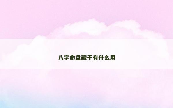 八字命盤藏干有什么用
