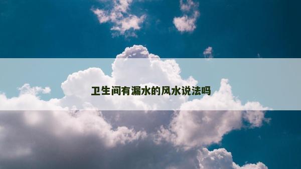 衛生間有漏水的風水說法嗎