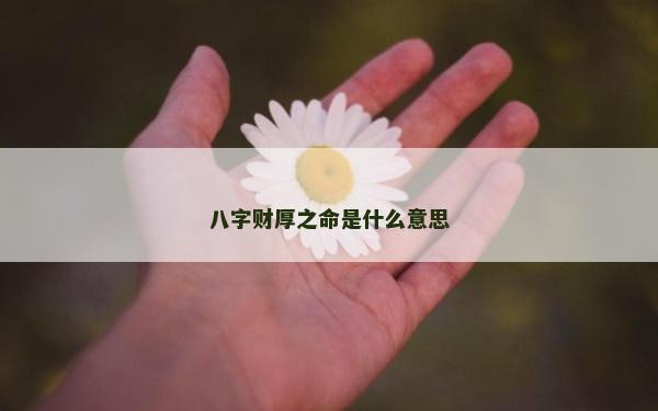 八字財厚之命是什么意思