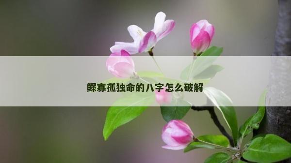鰥寡孤獨命的八字怎么破解