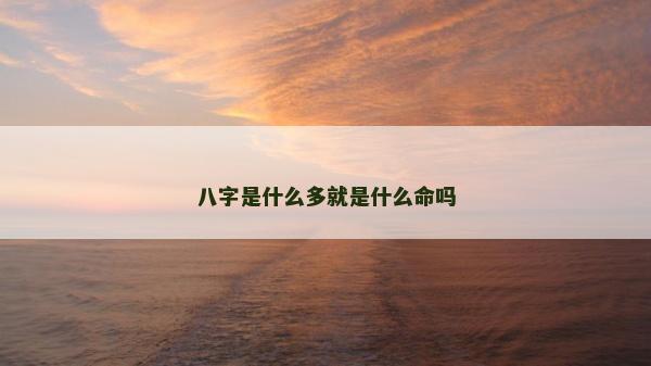 八字是什么多就是什么命嗎