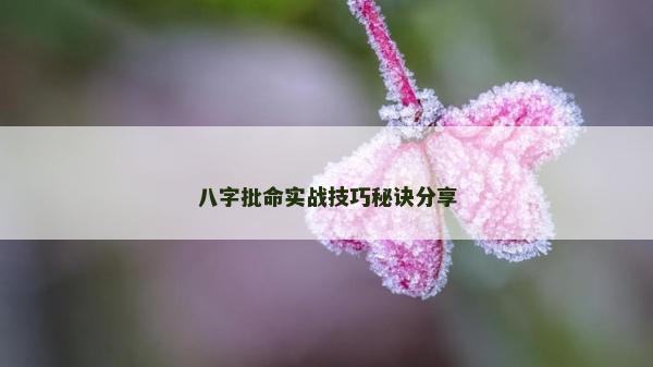 八字批命實(shí)戰(zhàn)技巧秘訣分享