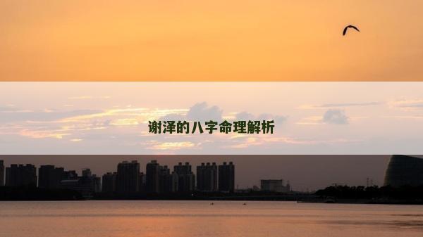 謝澤的八字命理解析