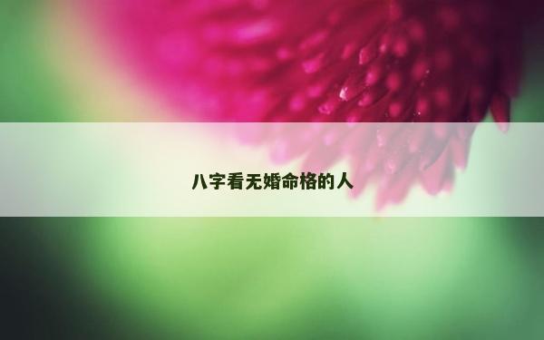 八字看無婚命格的人