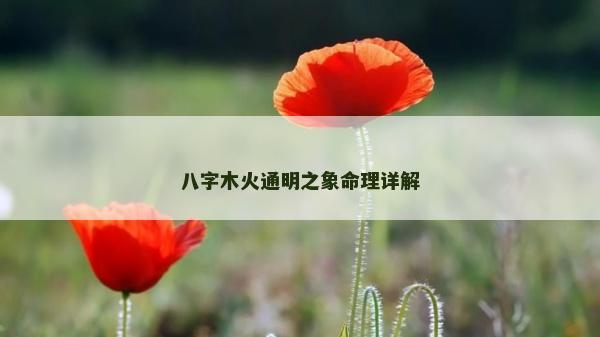 八字木火通明之象命理詳解 八字木火通明之象命理詳解