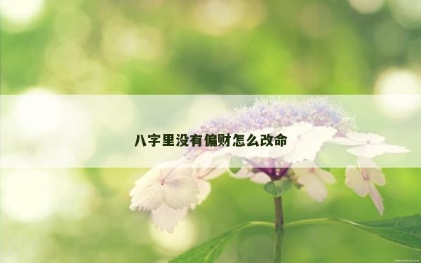 八字里沒有偏財怎么改命