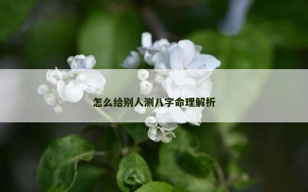 怎么給別人測八字命理解析 怎么給別人測八字命理解析