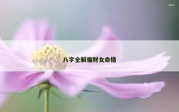 八字全解偏財女命格