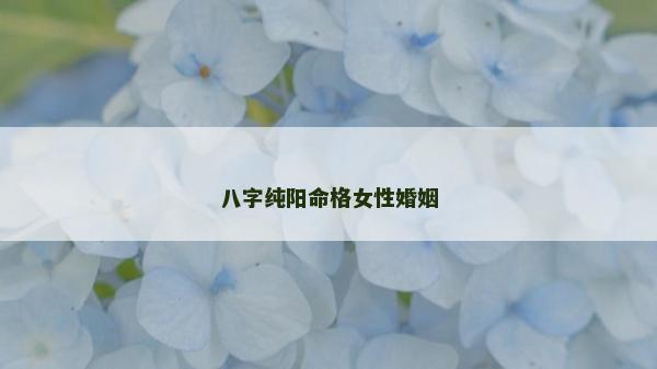 八字純陽命格女性婚姻