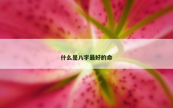 什么是八字最好的命 什么是八字最好的命
