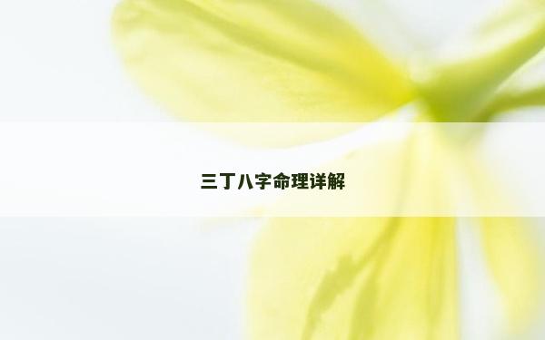三丁八字命理詳解
