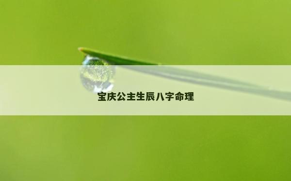 寶慶公主生辰八字命理