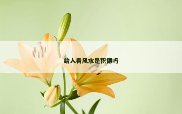 給人看風水是積德嗎