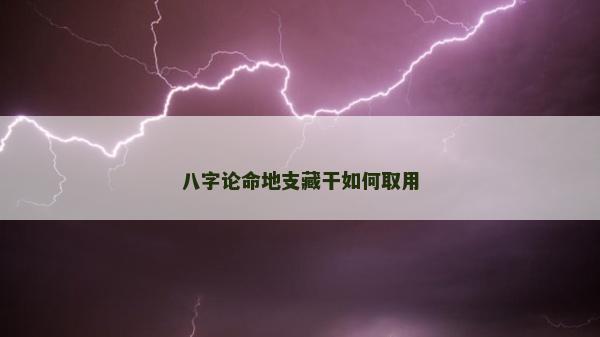 八字論命地支藏干如何取用