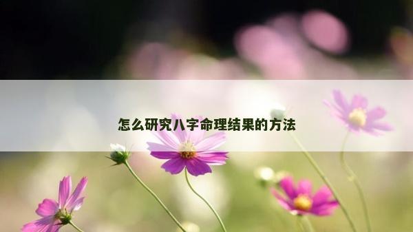 怎么研究八字命理結(jié)果的方法
