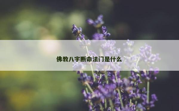 佛教八字斷命法門是什么