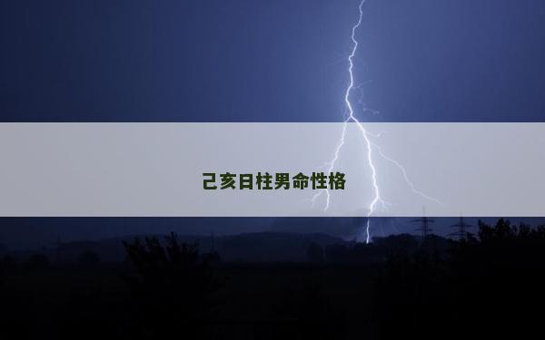 己亥日柱男命性格 己亥日柱男命性格