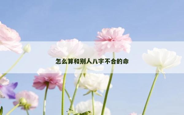 怎么算和別人八字不合的命