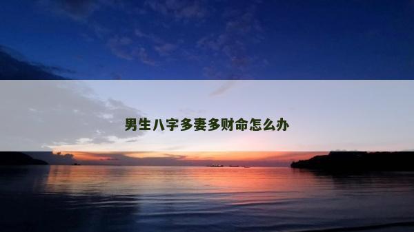 男生八字多妻多財命怎么辦