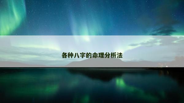 各種八字的命理分析法 各種八字的命理分析法