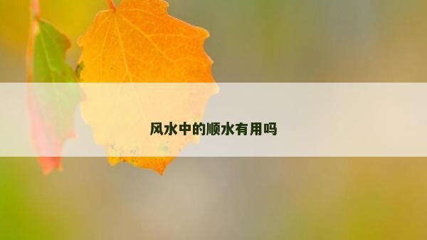 風水中的順水有用嗎
