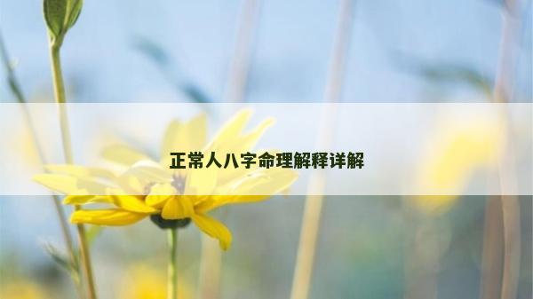 正常人八字命理解釋詳解