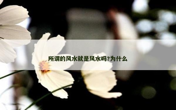 所謂的風水就是風水嗎?為什么