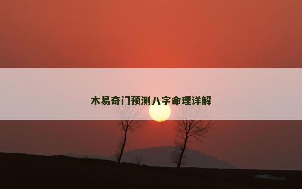 木易奇門(mén)預(yù)測(cè)八字命理詳解