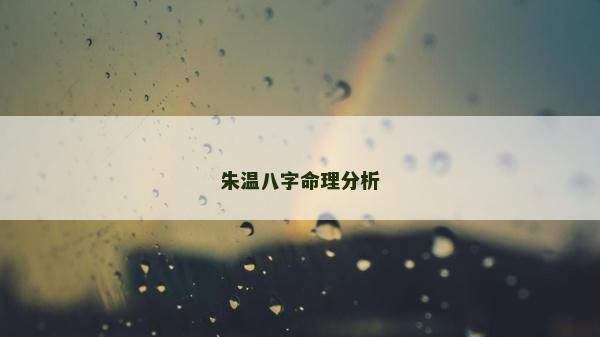 朱溫八字命理分析