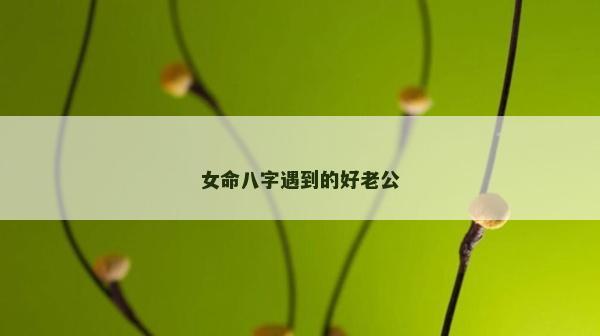 女命八字遇到的好老公