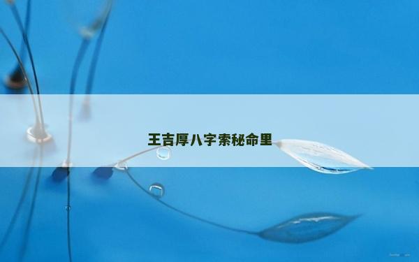 王吉厚八字索秘命里