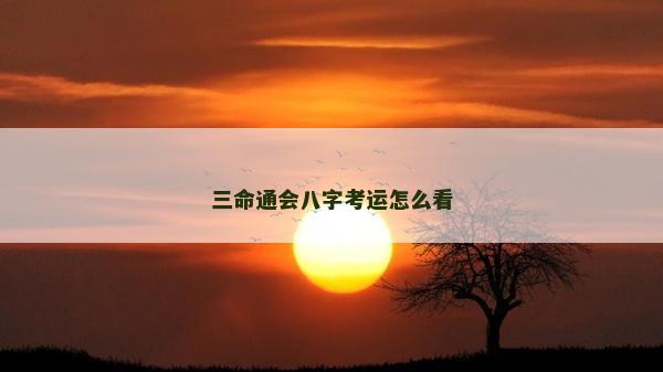 三命通會八字考運怎么看